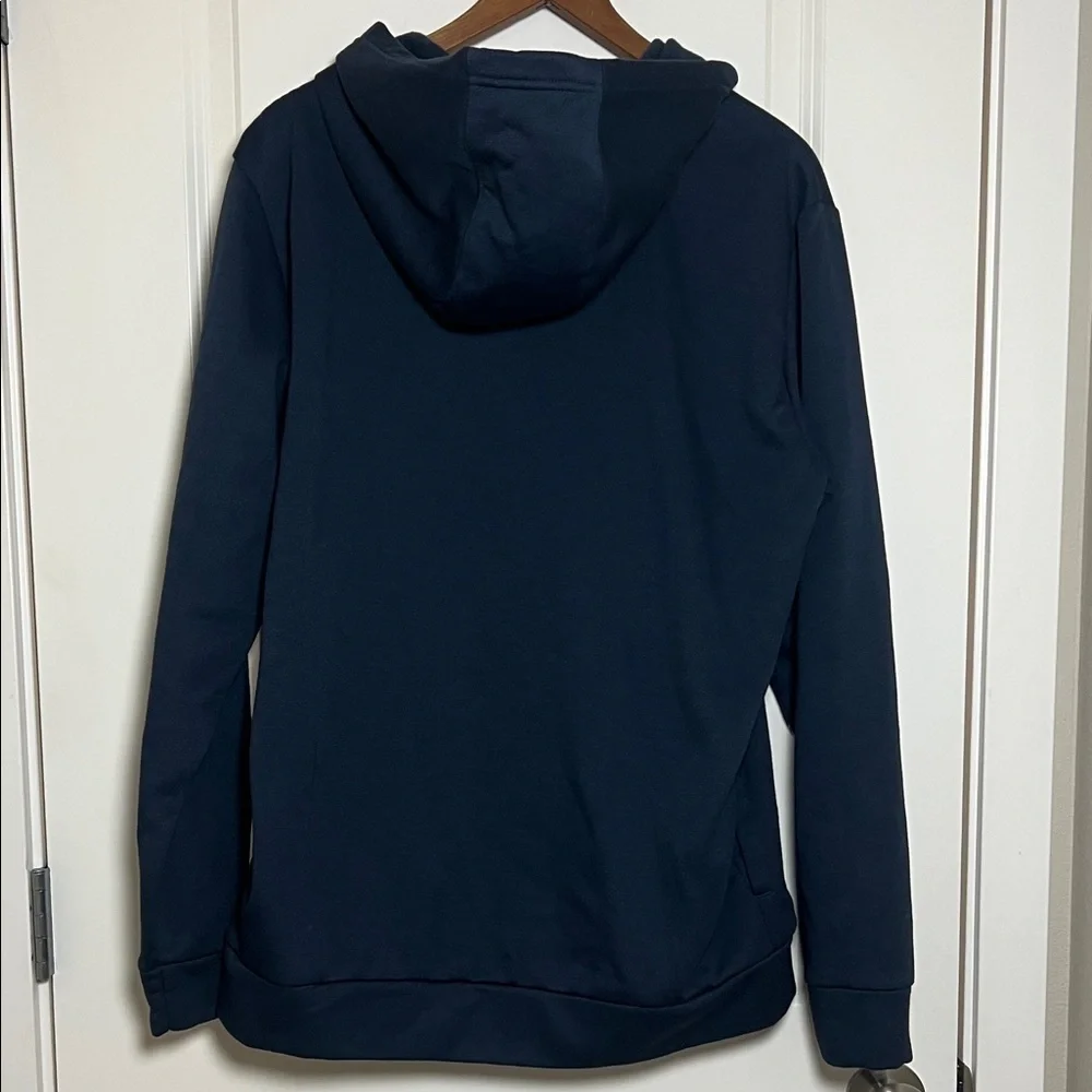 Adidas Sweatshirt Navy Blue Hoodie Chest Zipper Pocket Large